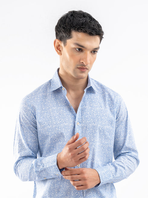 Blue & White Paisley Printed Shirt