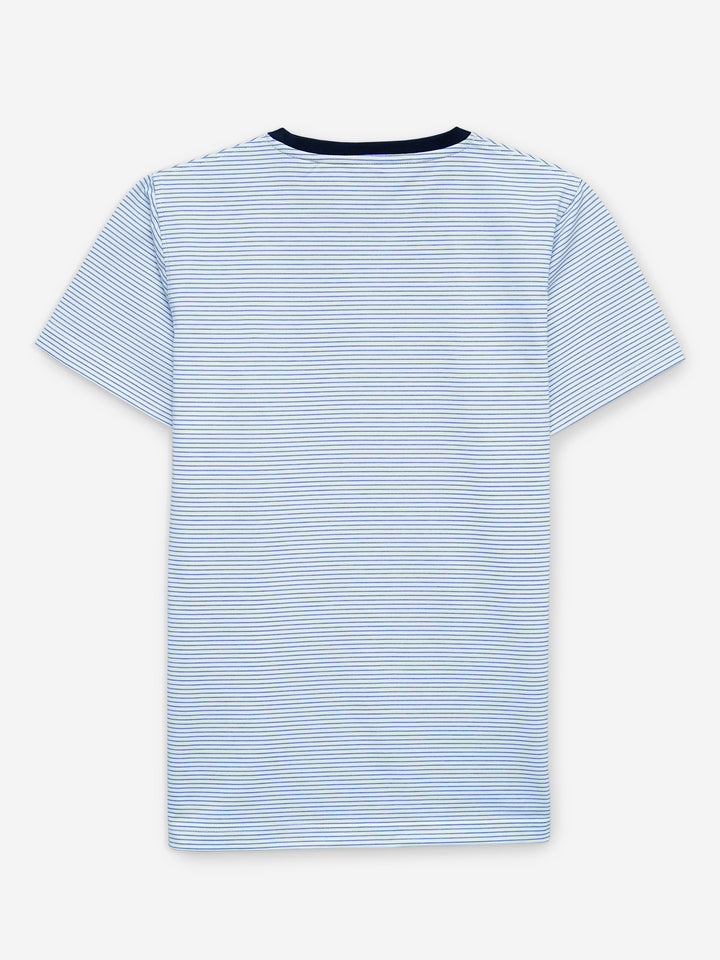 Blue & White Striped Crew Neck T-Shirt With Contrasting Rib Brumano Pakistan