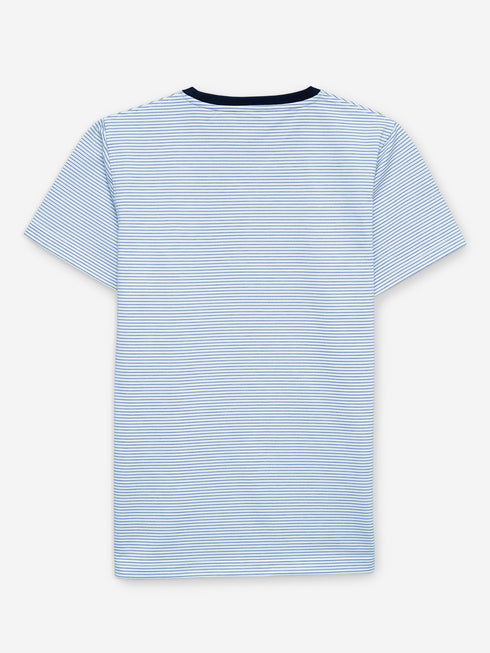 Blue & White Striped Crew Neck T-Shirt With Contrasting Rib Brumano Pakistan