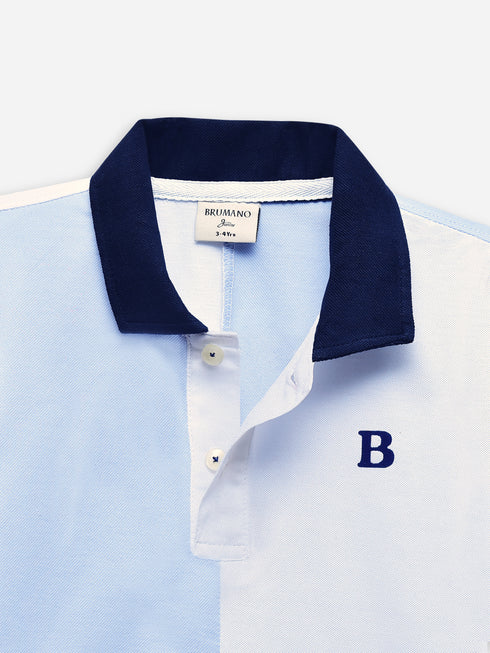 Blue & White Two-Tone Casual Pique Polo Brumano Pakistan