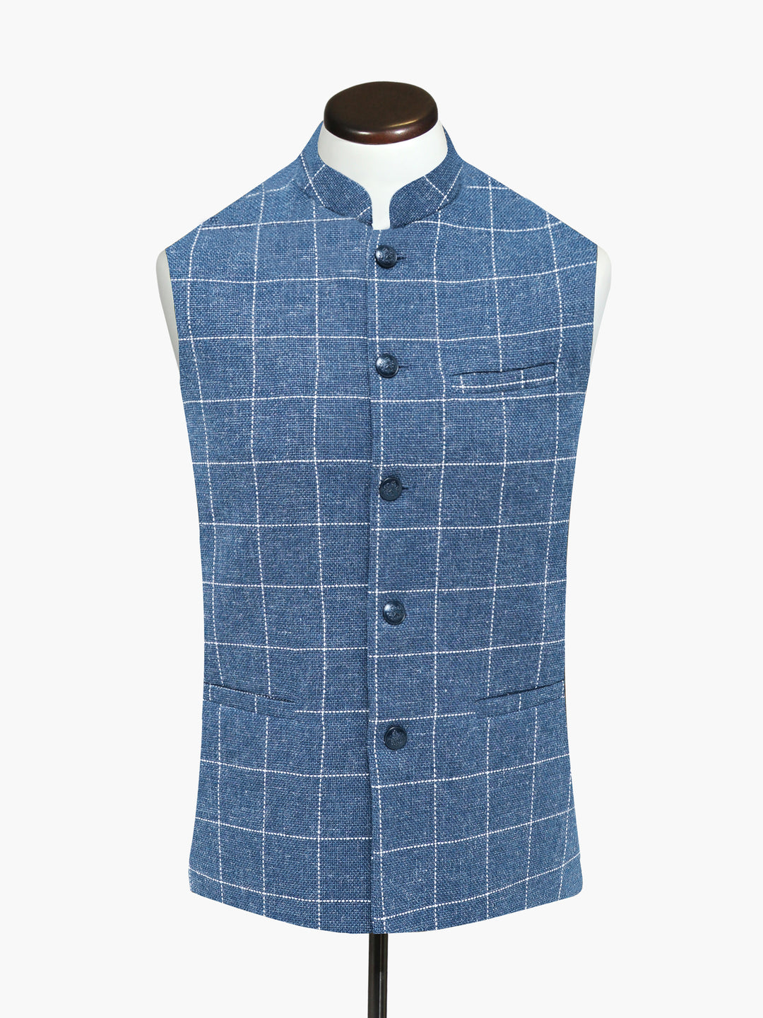 Blue whitewool linenblendedwaistcoat sartoriabrumanopakistan