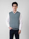 Bluish Grey Sleeveless V-Neck Sweater Brumano Pakistan