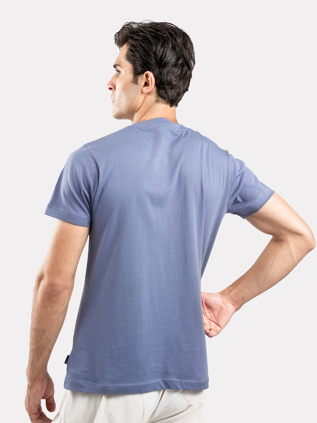 Bluish Grey 'Yes' Graphics Printed T-Shirt