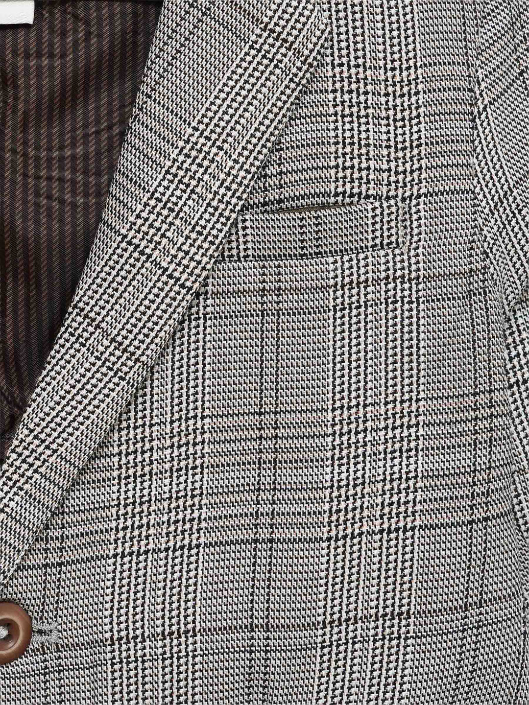 Brown & Beige Checkered Kids Casual Blazer