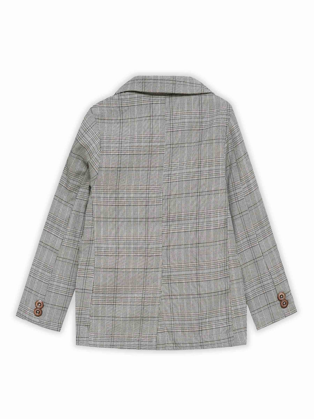 Brown & Beige Checkered Kids Casual Blazer