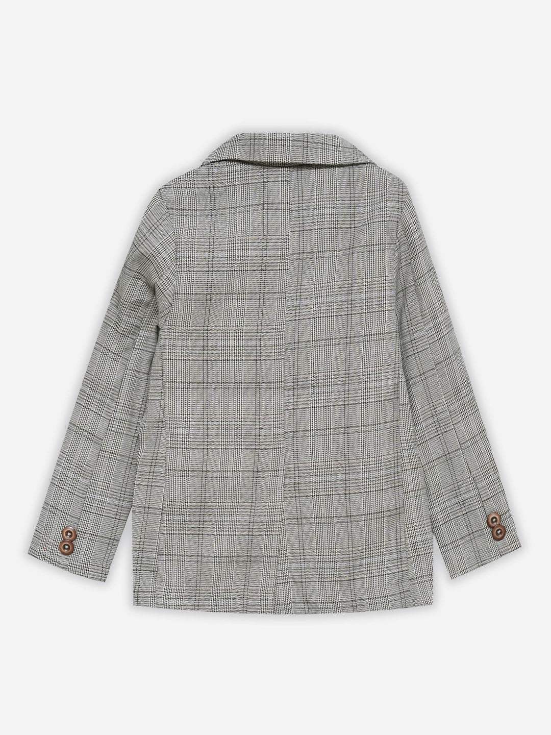 Brown & Beige Checkered Kids Casual Blazer