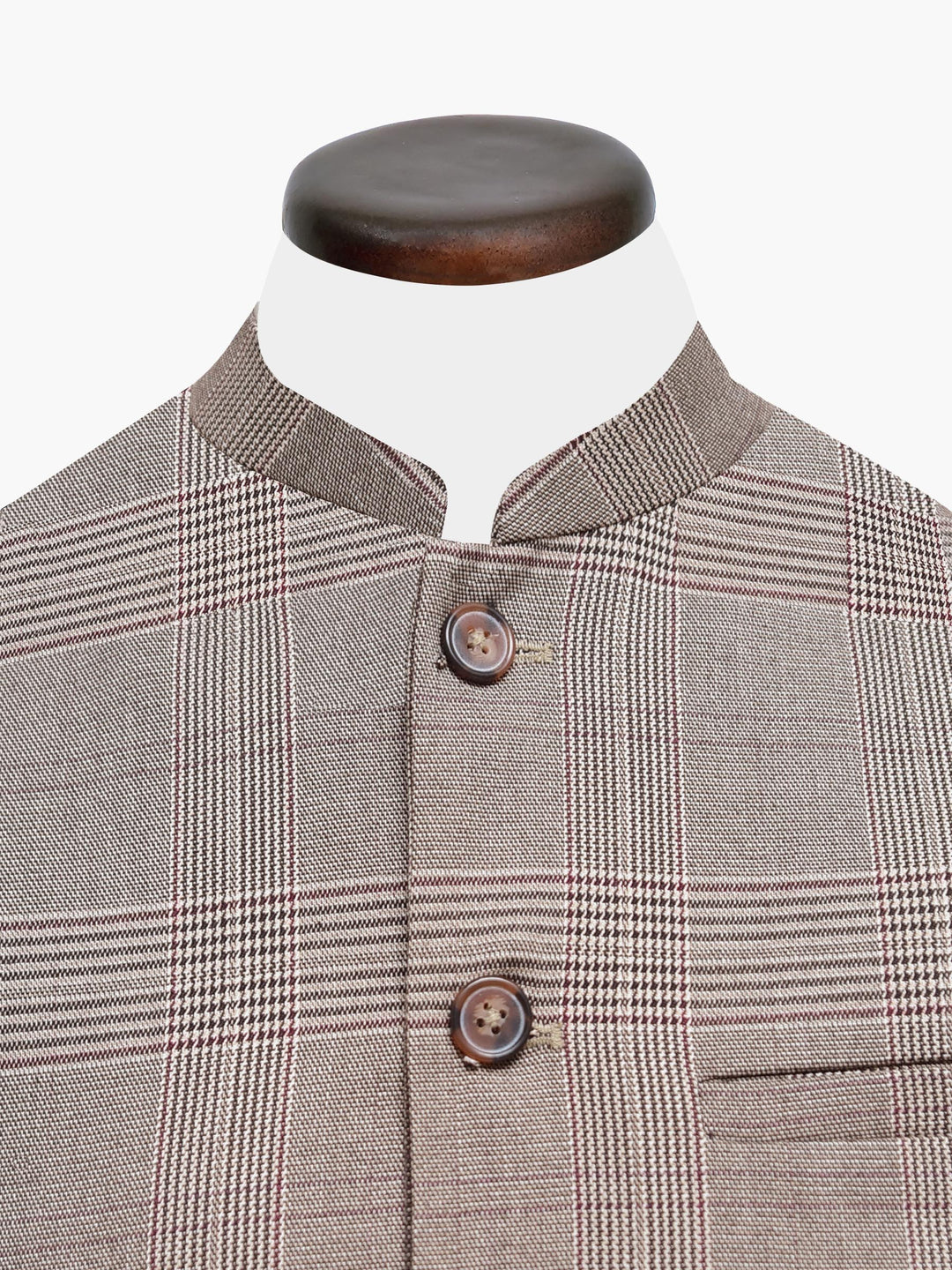 Brown Checkered Formal Waistcoat