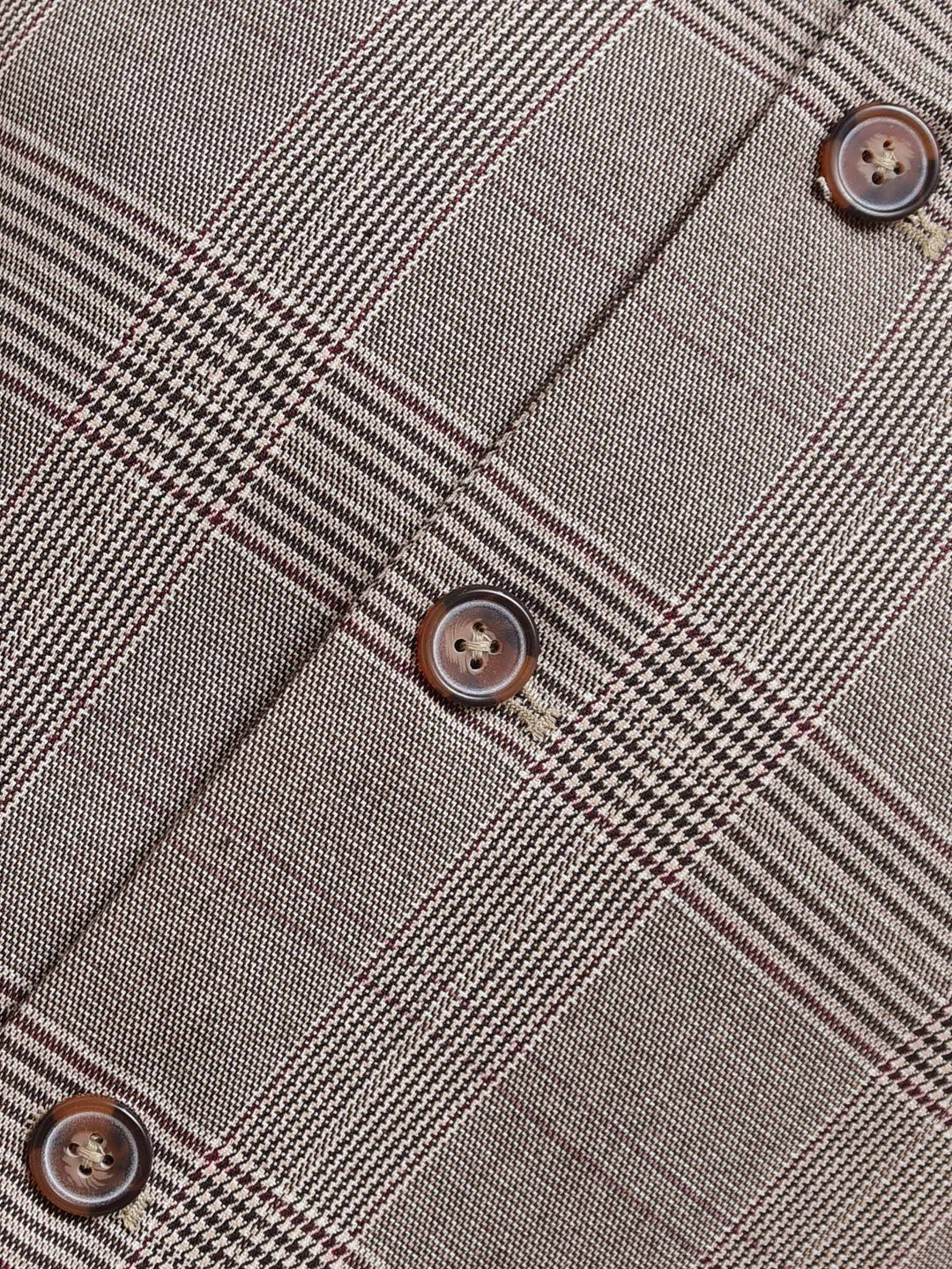 Brown Checkered Formal Waistcoat