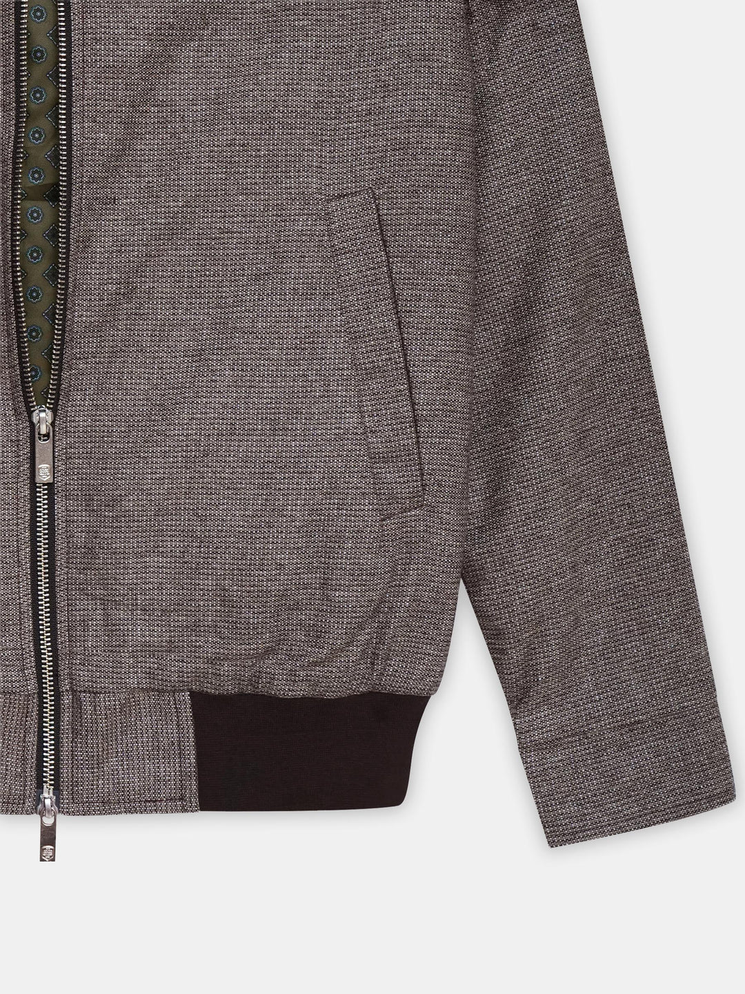 Brown Dobby Patterned Wool & Cashmere Blended Jacket - Sartoria