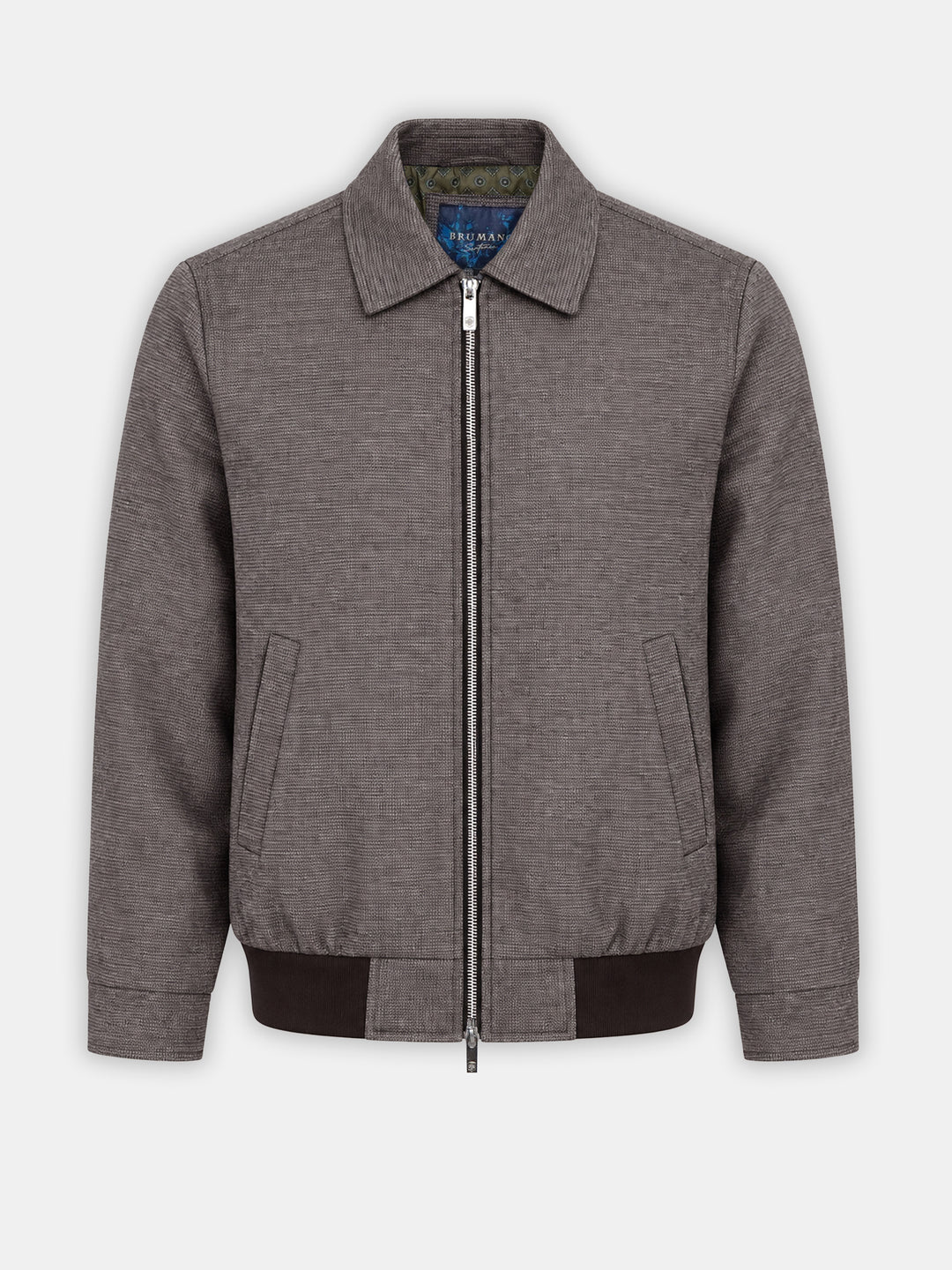 Brown Dobby Patterned Wool & Cashmere Blended Jacket - Sartoria