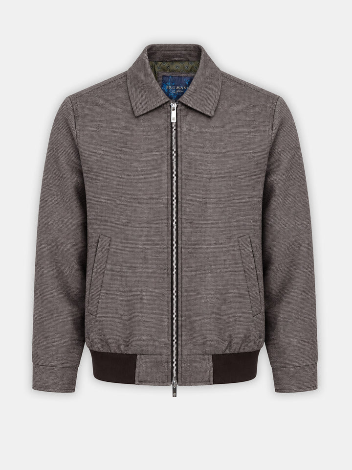 Brown Dobby Patterned Wool & Cashmere Blended Jacket - Sartoria