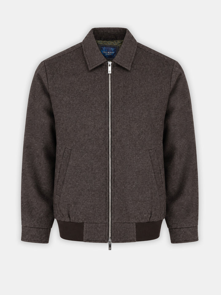 Brown Dobby Structured Wool & Cashmere Blended Jacket - Sartoria