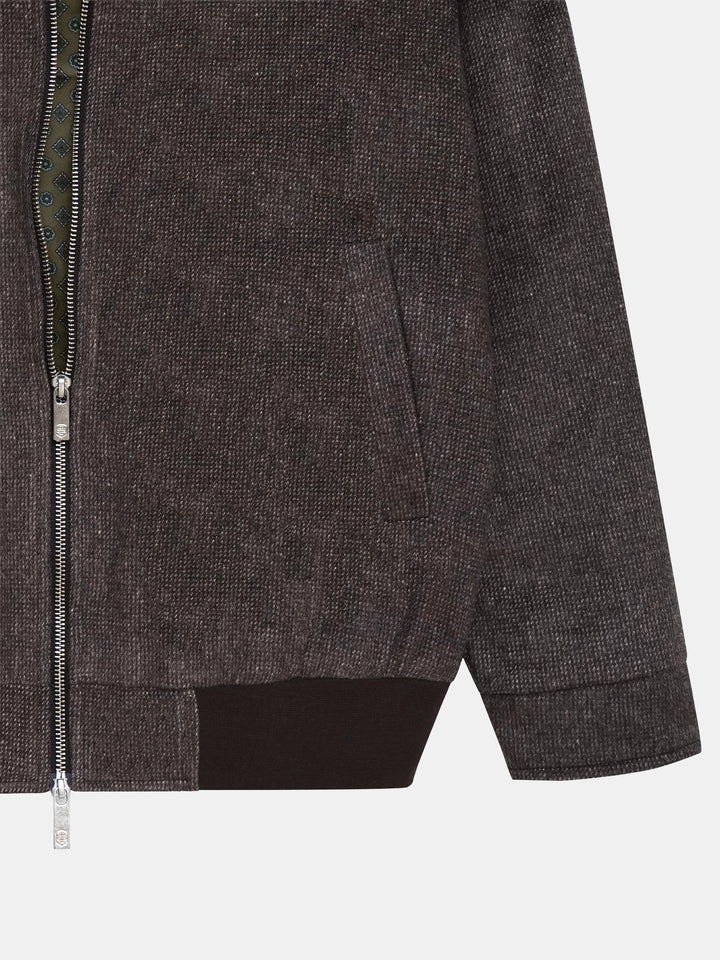 Brown Dobby Structured Wool & Cashmere Blended Jacket - Sartoria