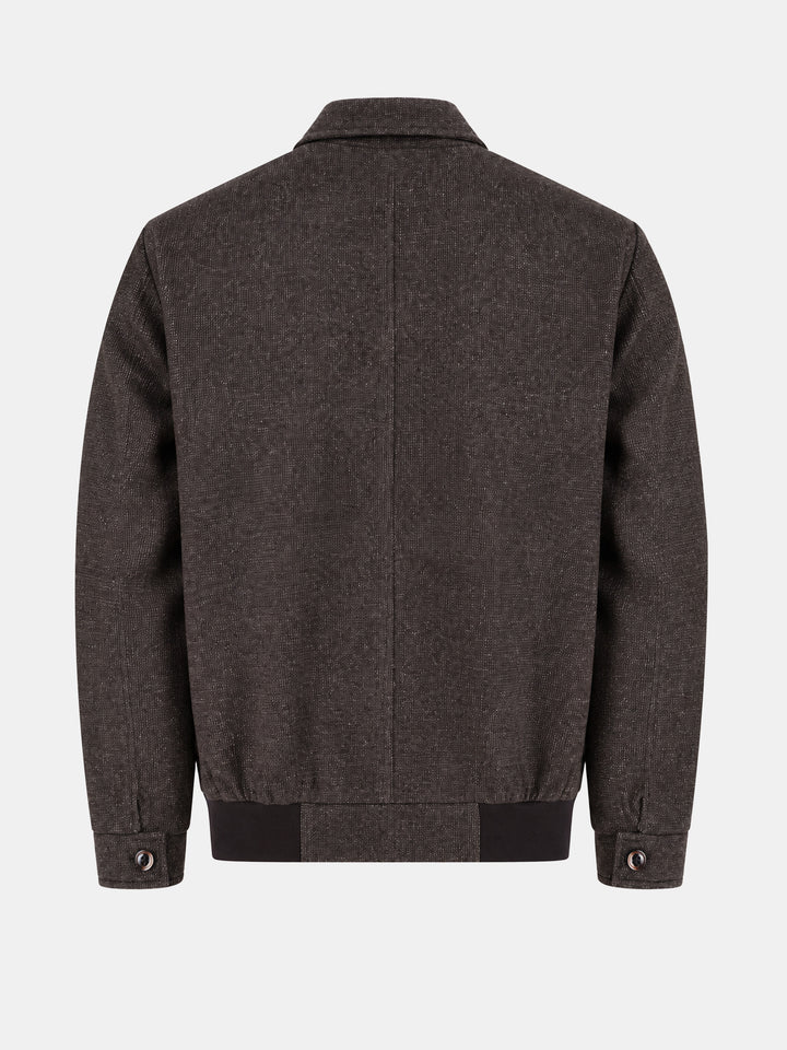 Brown Dobby Structured Wool & Cashmere Blended Jacket - Sartoria
