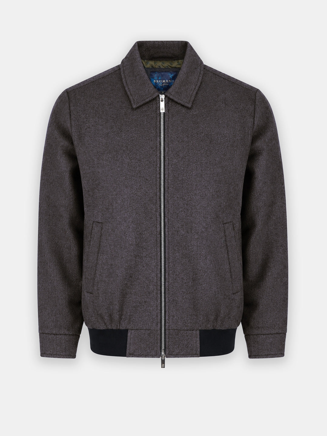 Brown Herringbone Structured Wool & Cashmere Blended Jacket - Sartoria