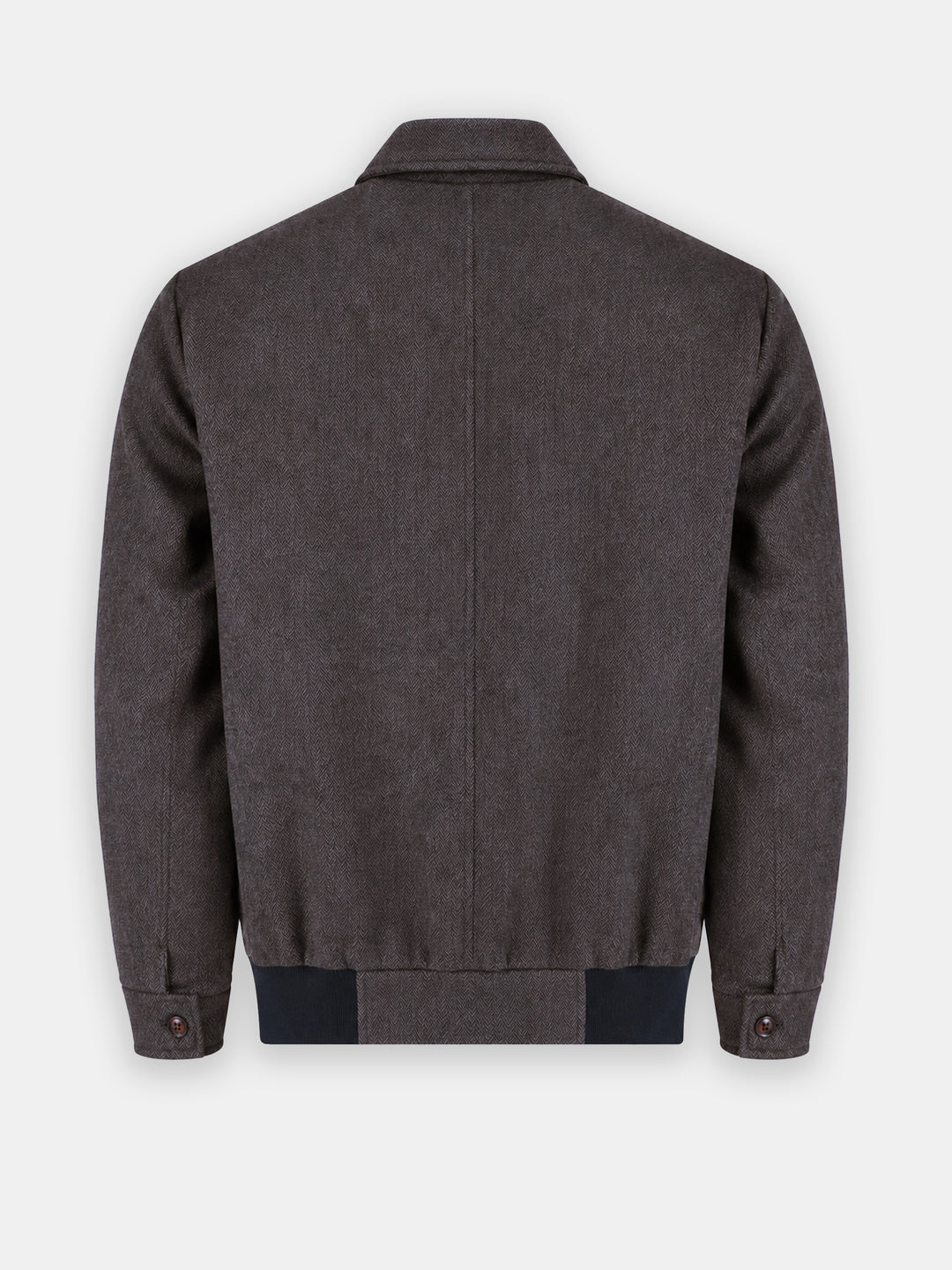 Brown Herringbone Structured Wool & Cashmere Blended Jacket - Sartoria