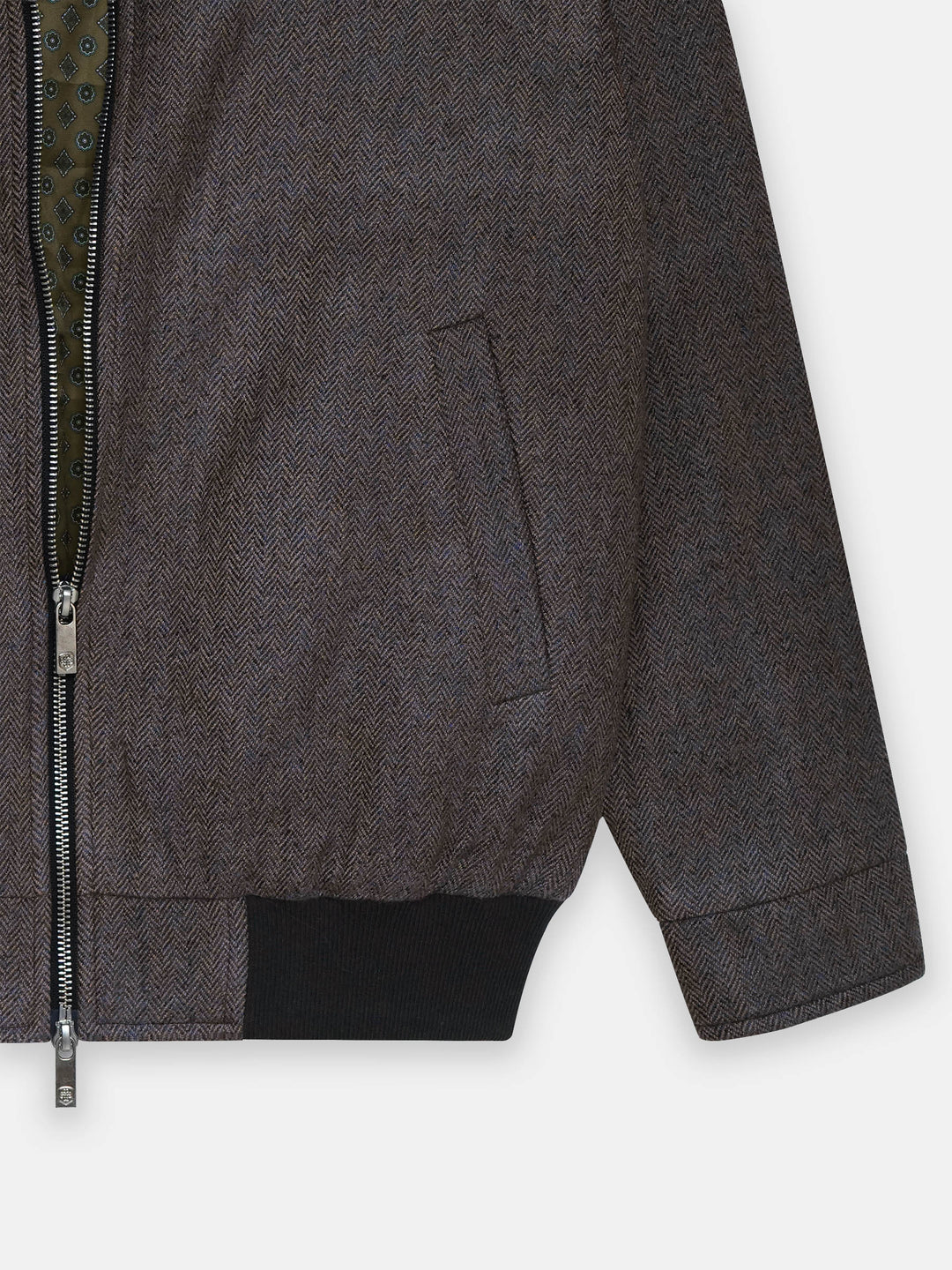 Brown Herringbone Structured Wool & Cashmere Blended Jacket - Sartoria