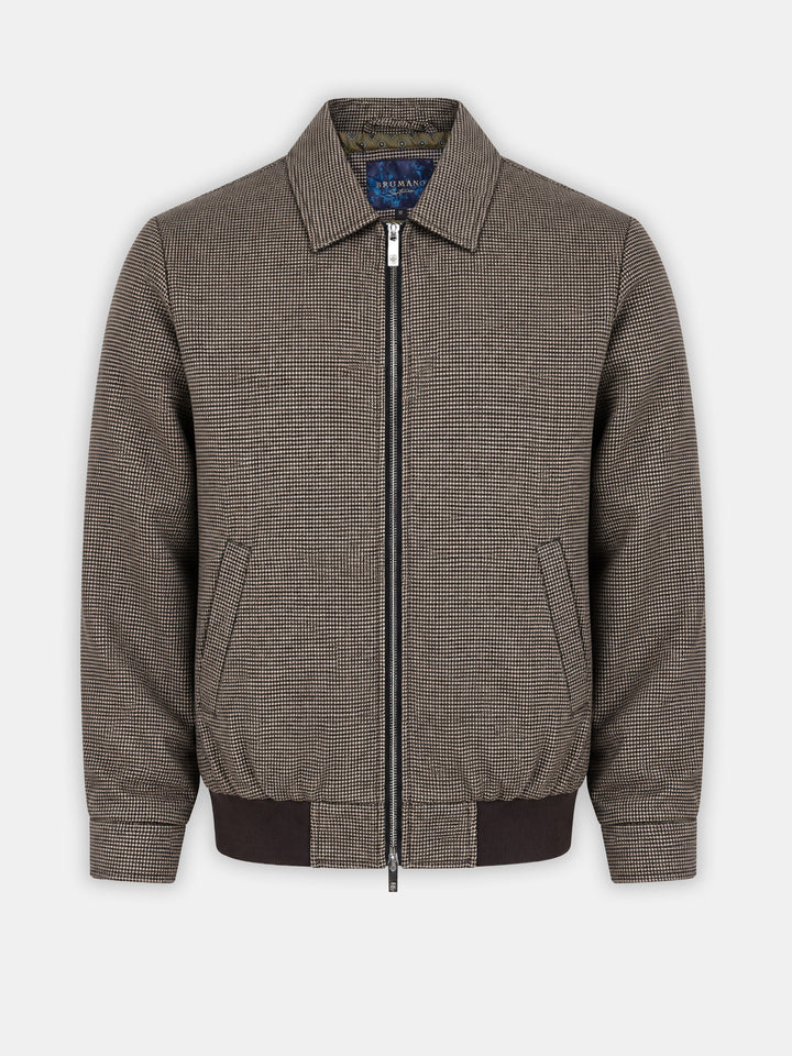 Brown & Mustard Micro Checkered Wool & Cashmere Blended Jacket - Sartoria