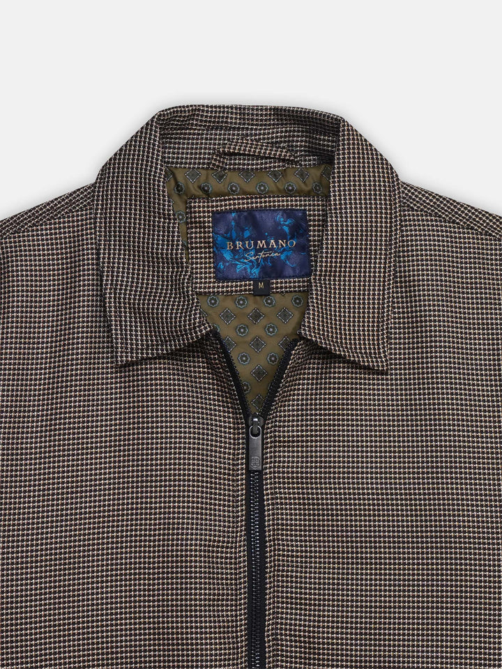 Brown & Mustard Micro Checkered Wool & Cashmere Blended Jacket - Sartoria