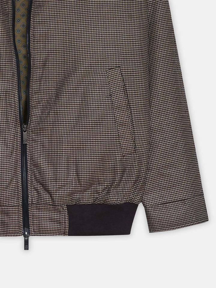 Brown & Mustard Micro Checkered Wool & Cashmere Blended Jacket - Sartoria