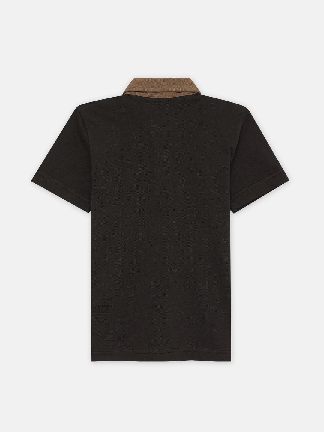 Brown & Orange Contrast Panel Pique Polo - Junior