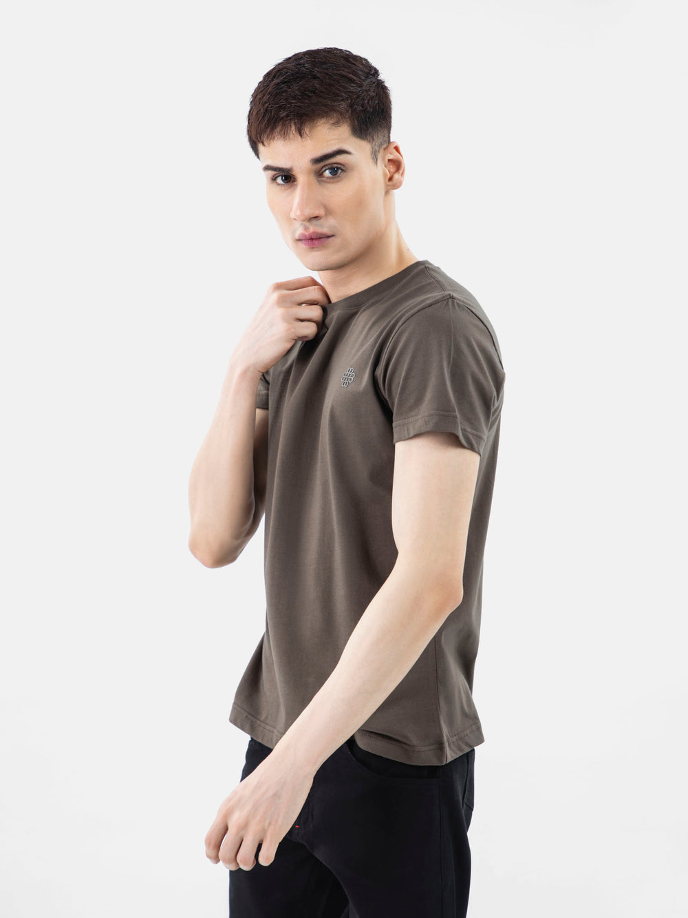 Brown 100% Combed Cotton Crew Neck T-Shirt