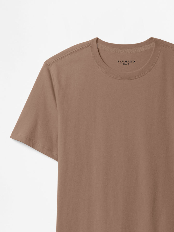 Brown 100% Cotton Basic Tee - Women