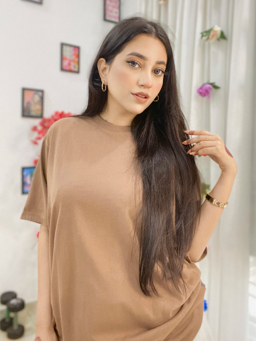 Brown 100% Cotton Basic Tee - Women
