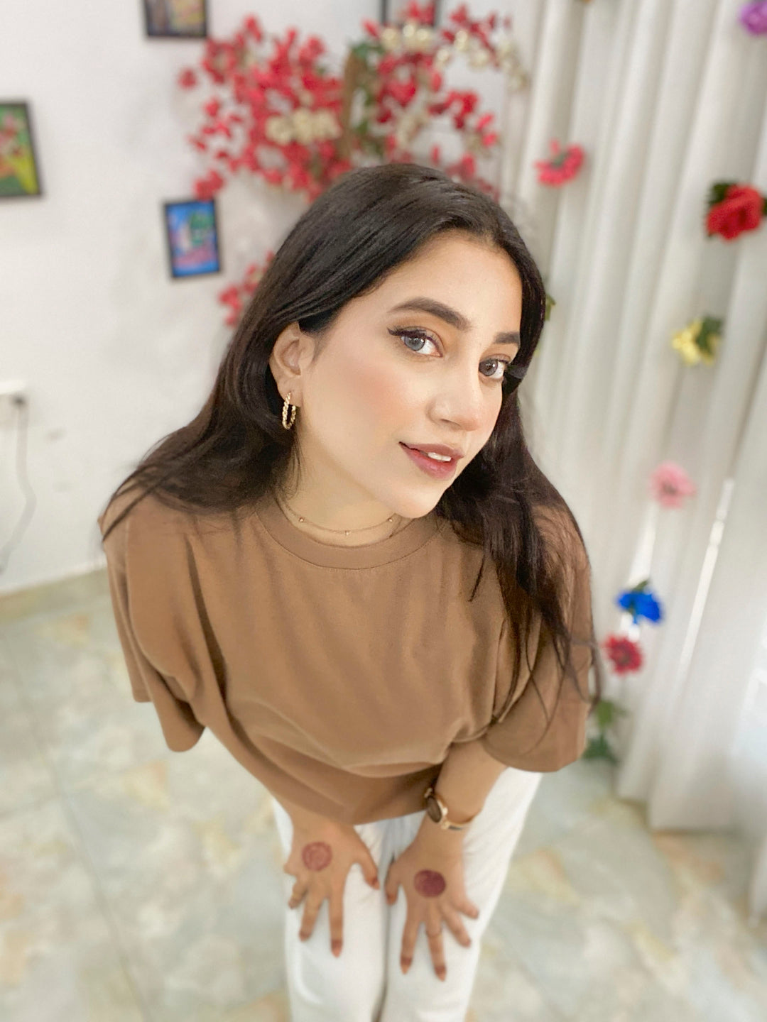 Brown 100% Cotton Basic Tee - Women