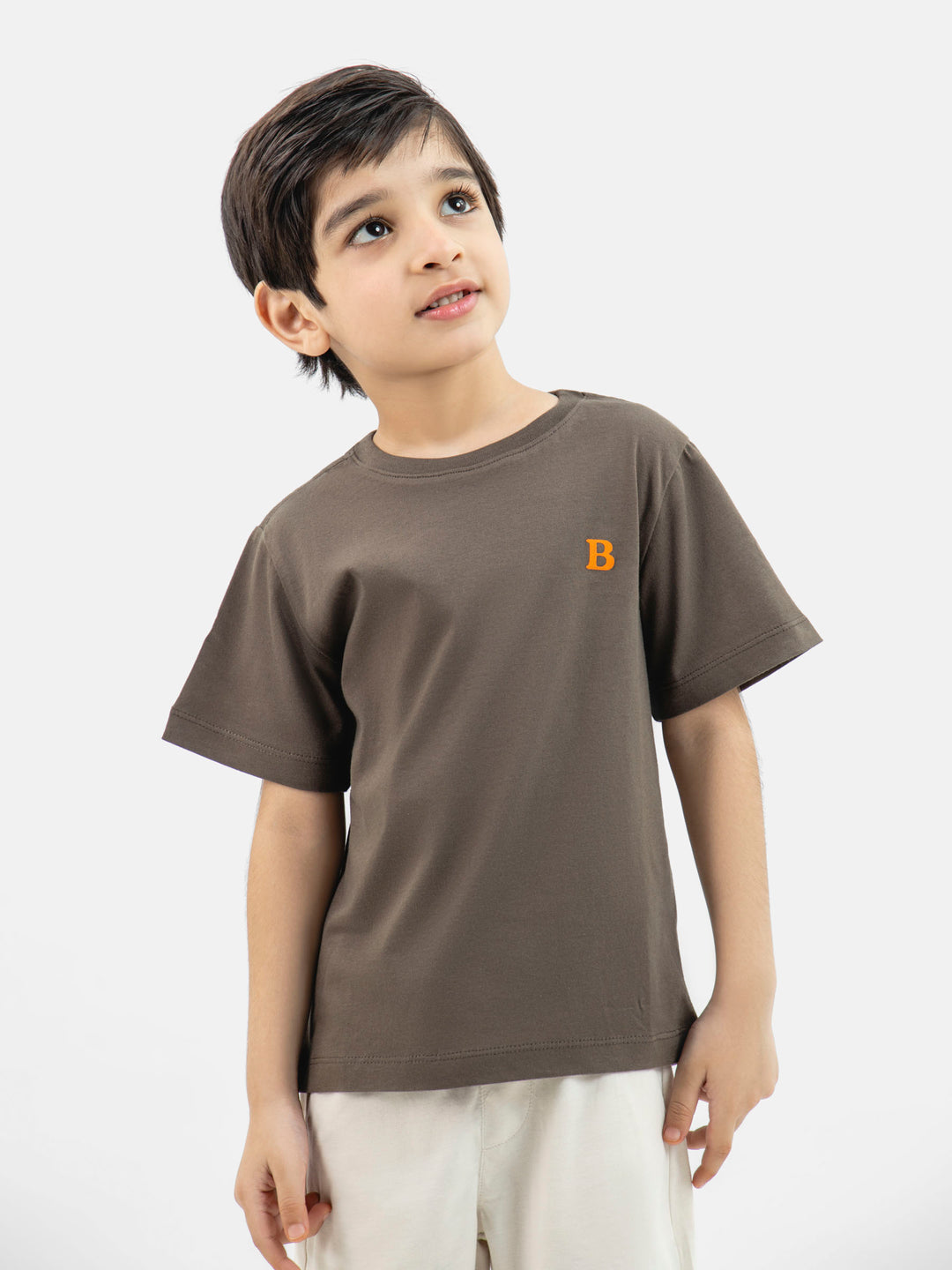 Brown 100% cotton casual tee brumano pakistan