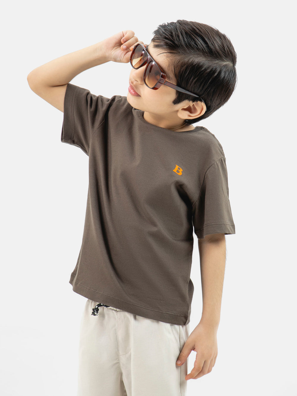 Brown 100% Cotton Casual Tee