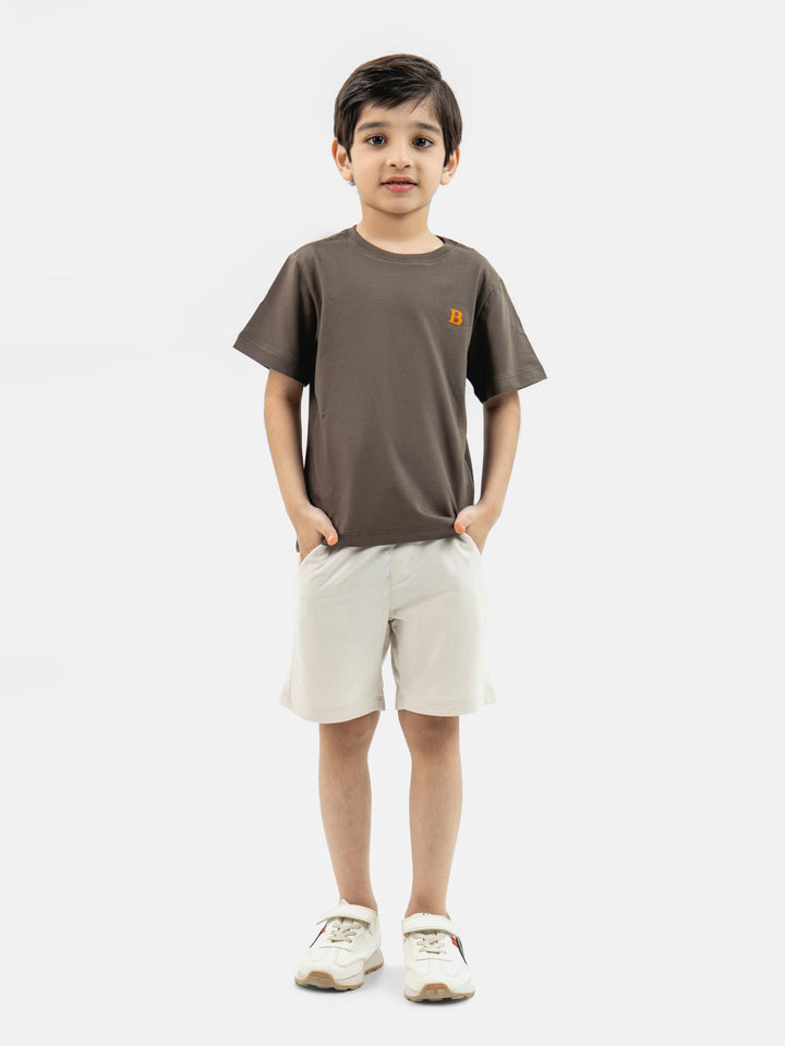 Brown 100% Cotton Casual Tee Brumano Pakistan