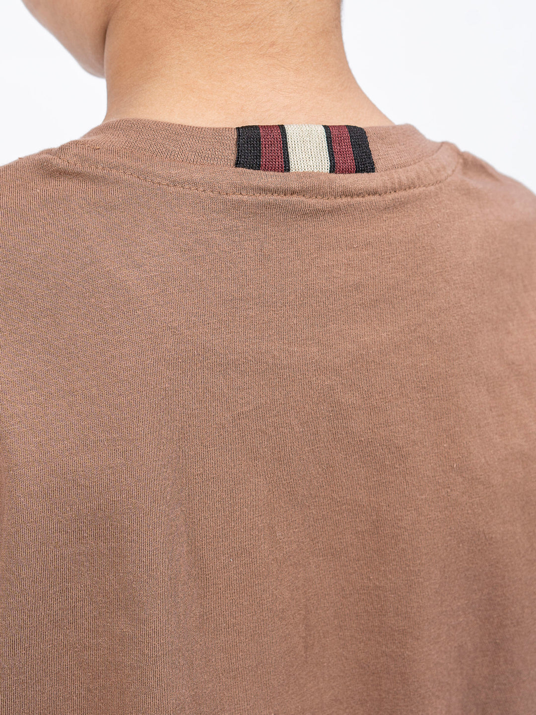 Brown 100% Cotton Casual Tee With Detailing