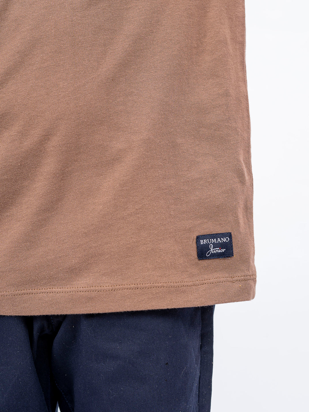 Brown 100% Cotton Casual Tee With Detailing