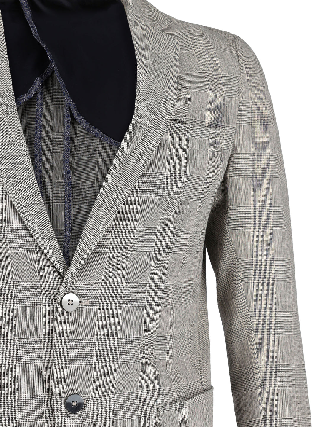 Brown 100% Linen Checkered Blazer