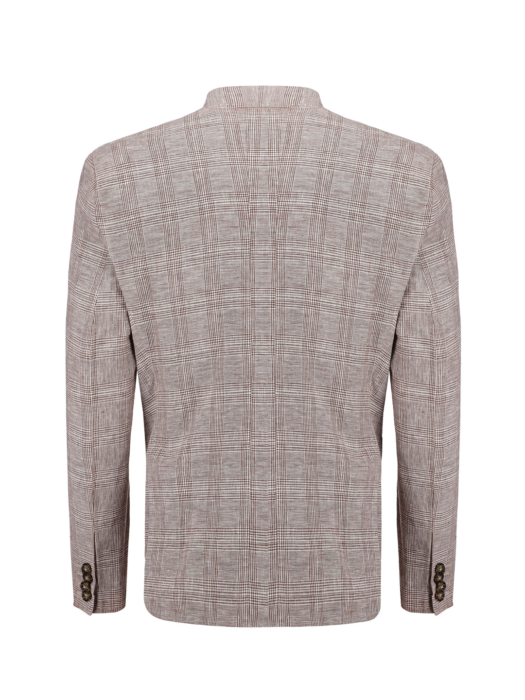 Brown 100% Linen Checkered Blazer