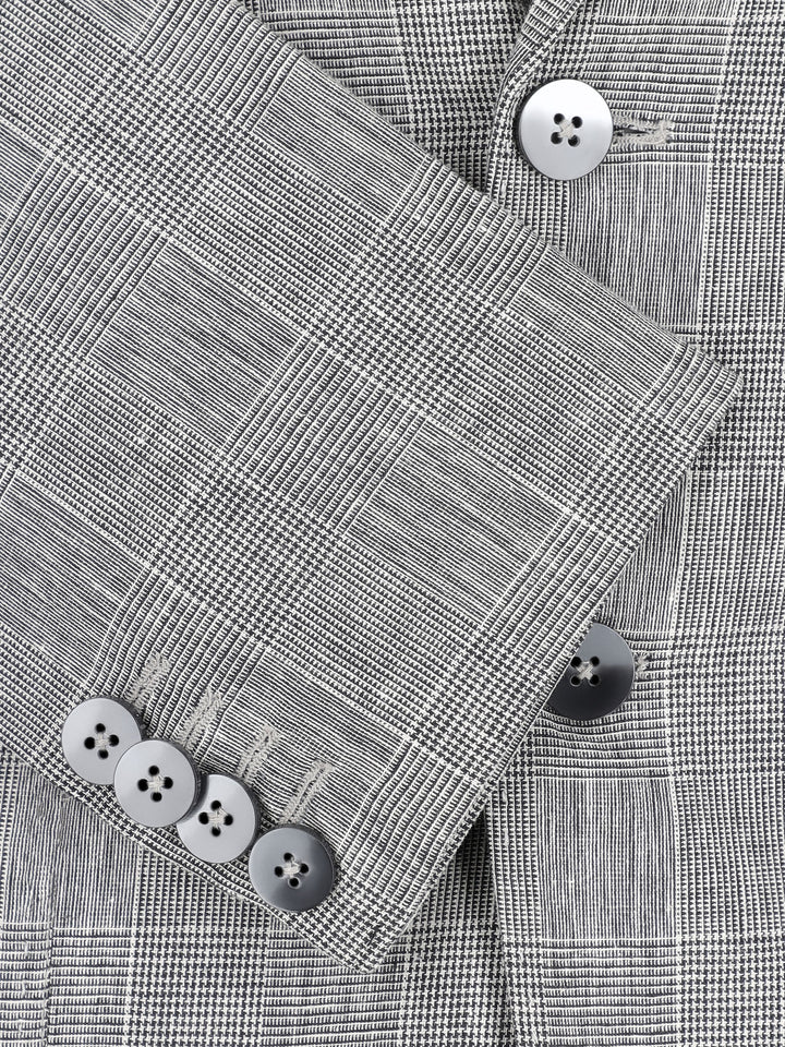 Brown 100% Linen Checkered Blazer