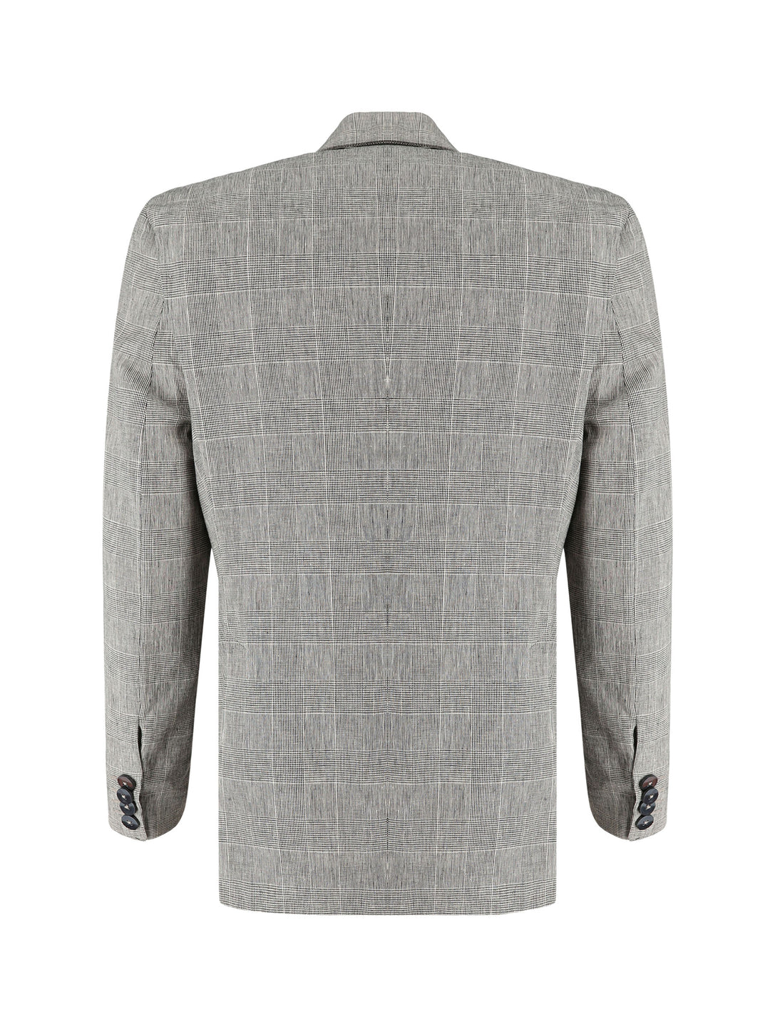 Brown 100% Linen Checkered Blazer