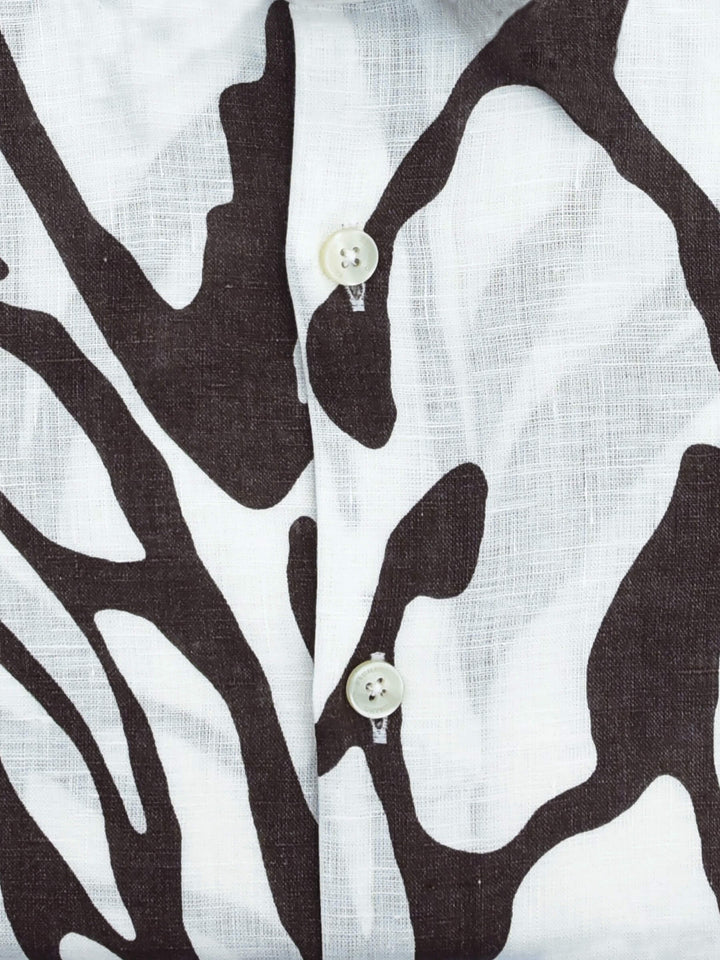 Brown 100% Linen Printed Shirt Brumano Pakistan