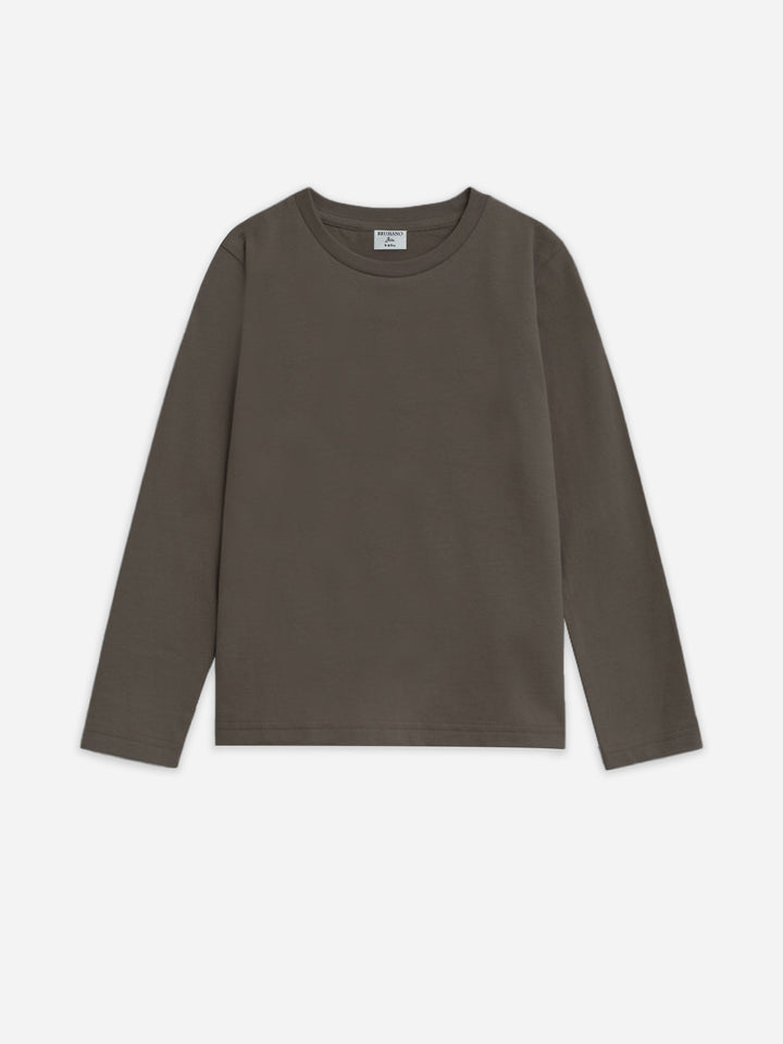 Brown Basic Long Sleeve Casual T-Shirt - Junior