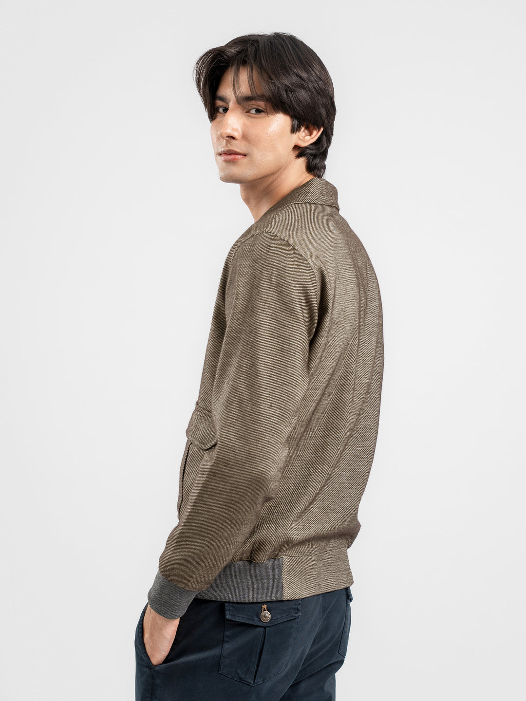 Brown Casual Collar Jacket With Cargo Pocket