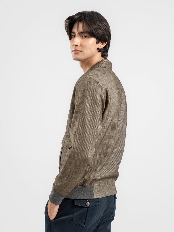 Brown Casual Collar Jacket With Cargo Pocket