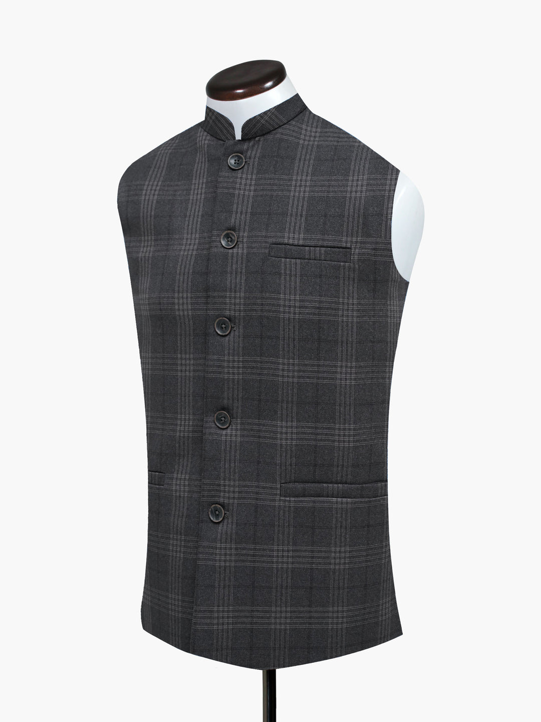 Brown Checkered Formal Waistcoat