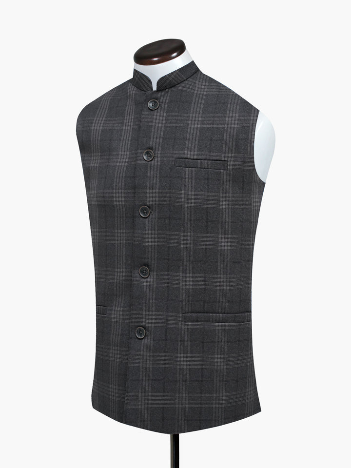 Brown Checkered Formal Waistcoat