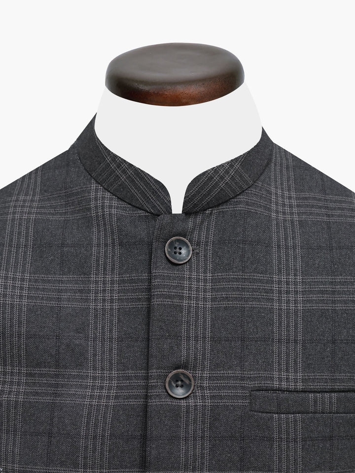 Brown Checkered Formal Waistcoat