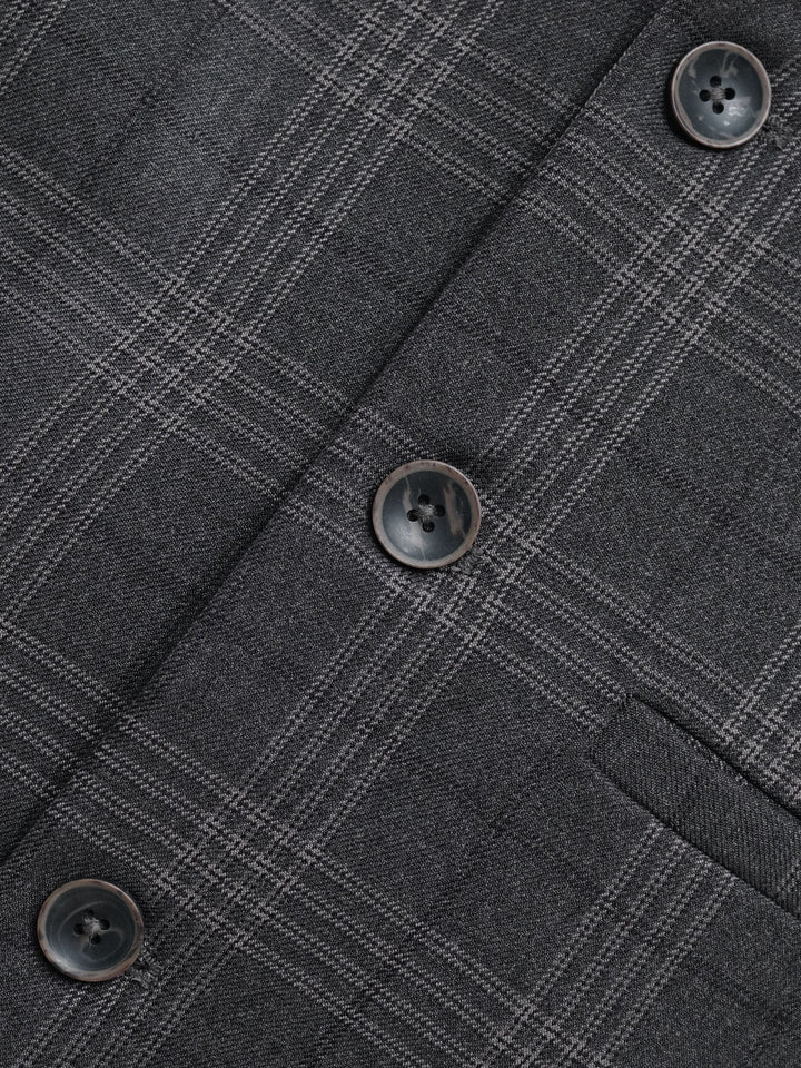 Brown Checkered Formal Waistcoat