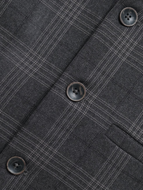 Brown Checkered Formal Waistcoat