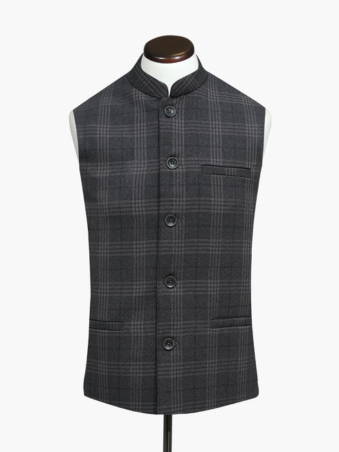Brown Checkered Formal Waistcoat