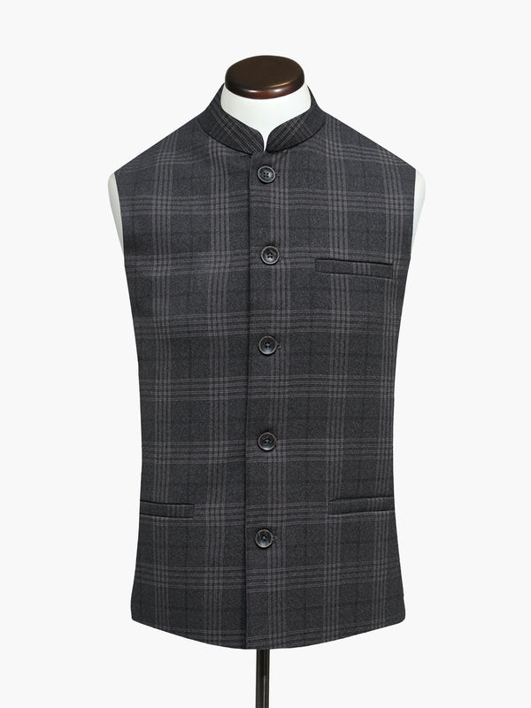 Brown Checkered Formal Waistcoat