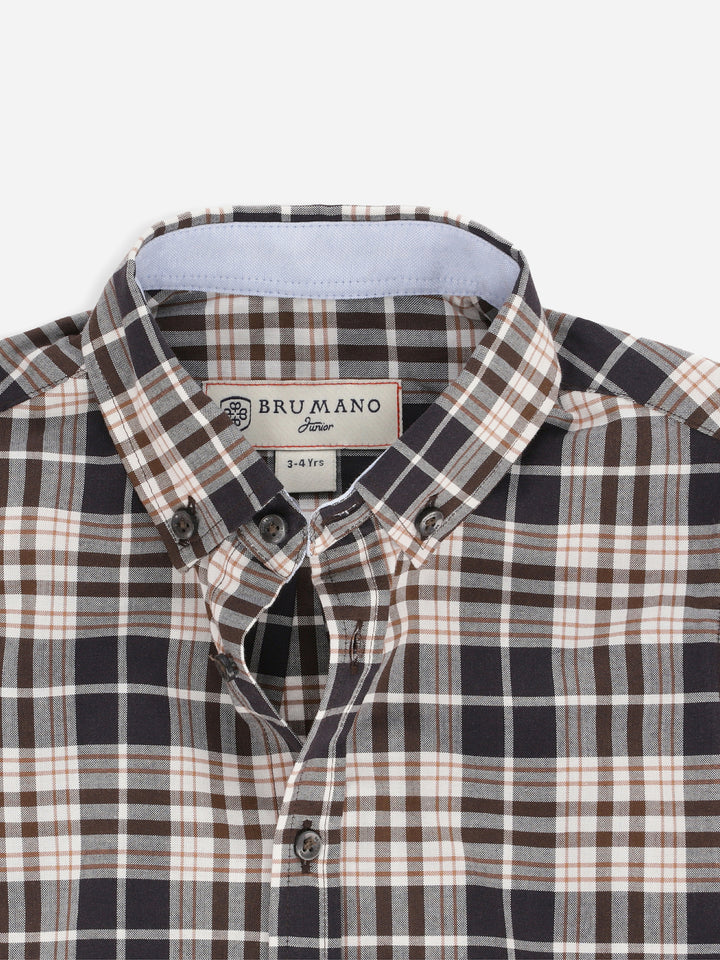 Brown Checkered Long Sleeve Casual Shirt Brumano Pakistan